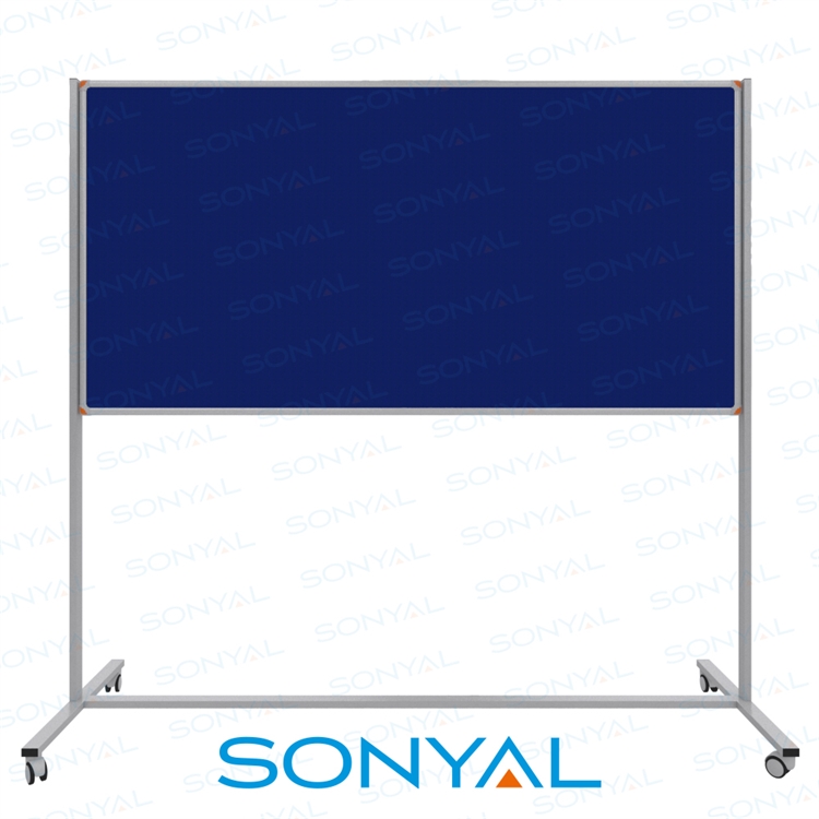 Sonyal 90x180 Tekerlekli Çuhalı Mavi Kumaşlı Pano 