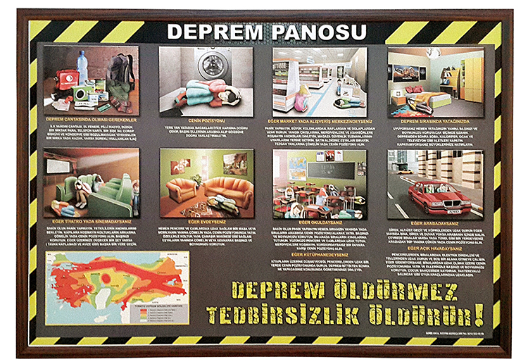 Deprem Panosu 70x100 (Ahşap Çerçeve)