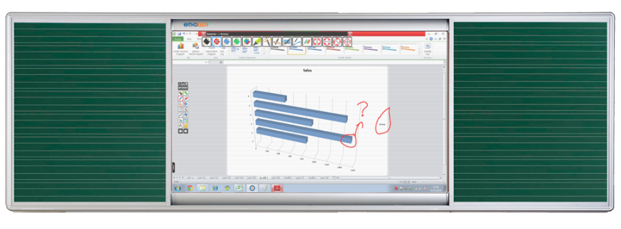 Dokunmatik Özel Sistem Sürgülü Akıllı Yazı Tahtası (120x105/120x190/120x105 cm)