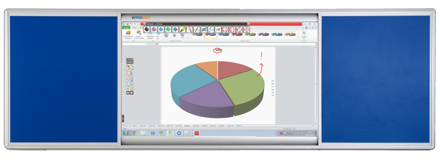 Dokunmatik Özel Sistem Sürgülü Akıllı Yazı Tahtası (120x105/120x190/120x105 cm)