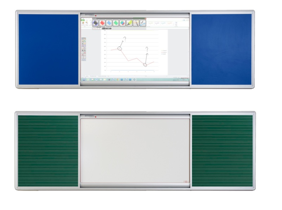 Dokunmatik Özel Sistem Sürgülü Akıllı Yazı Tahtası (120x105/120x190/120x105 cm)