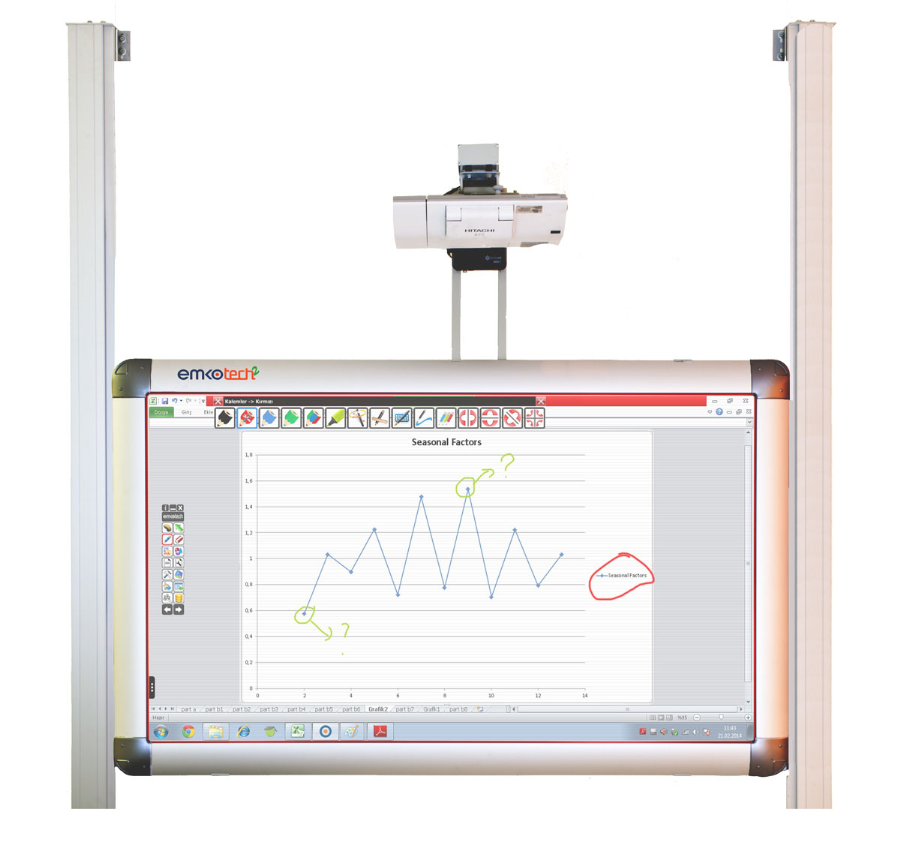 Dokunmatik Özel Sistem Giyotin Akıllı Yazı Tahtası 120x190 cm (78 inch)