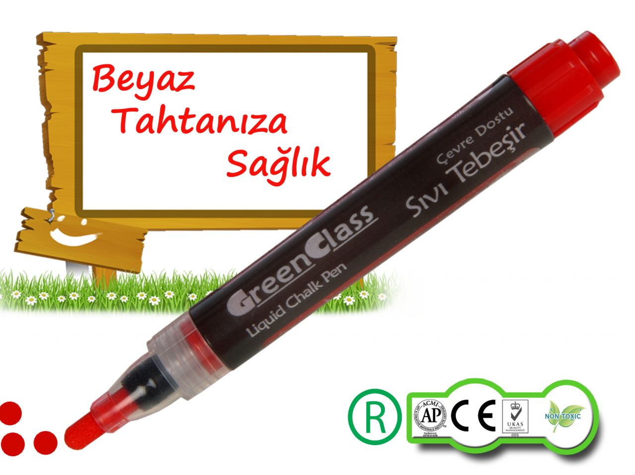 Kırmızı Su Bazlı Kırmızı Yazı Tahtası Kalemi