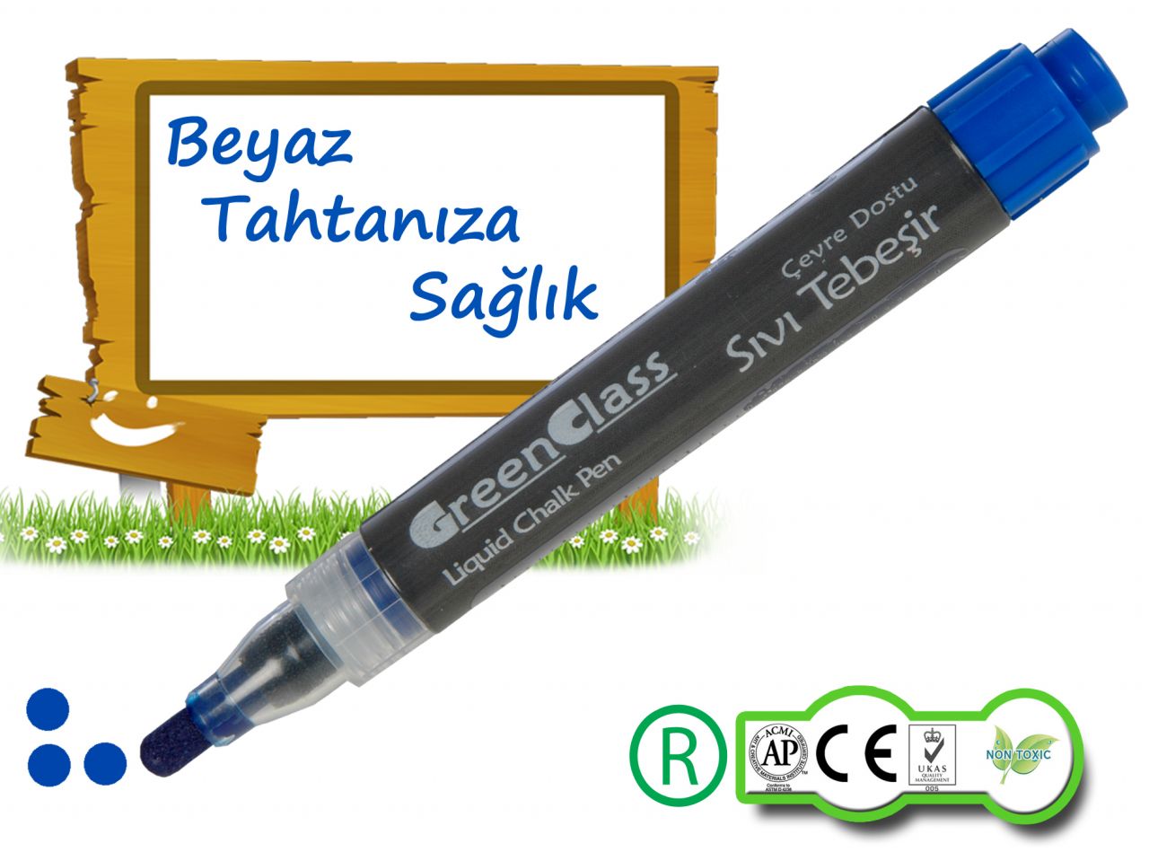 Mavi Su Bazlı Yazı Tahtası Kalemi