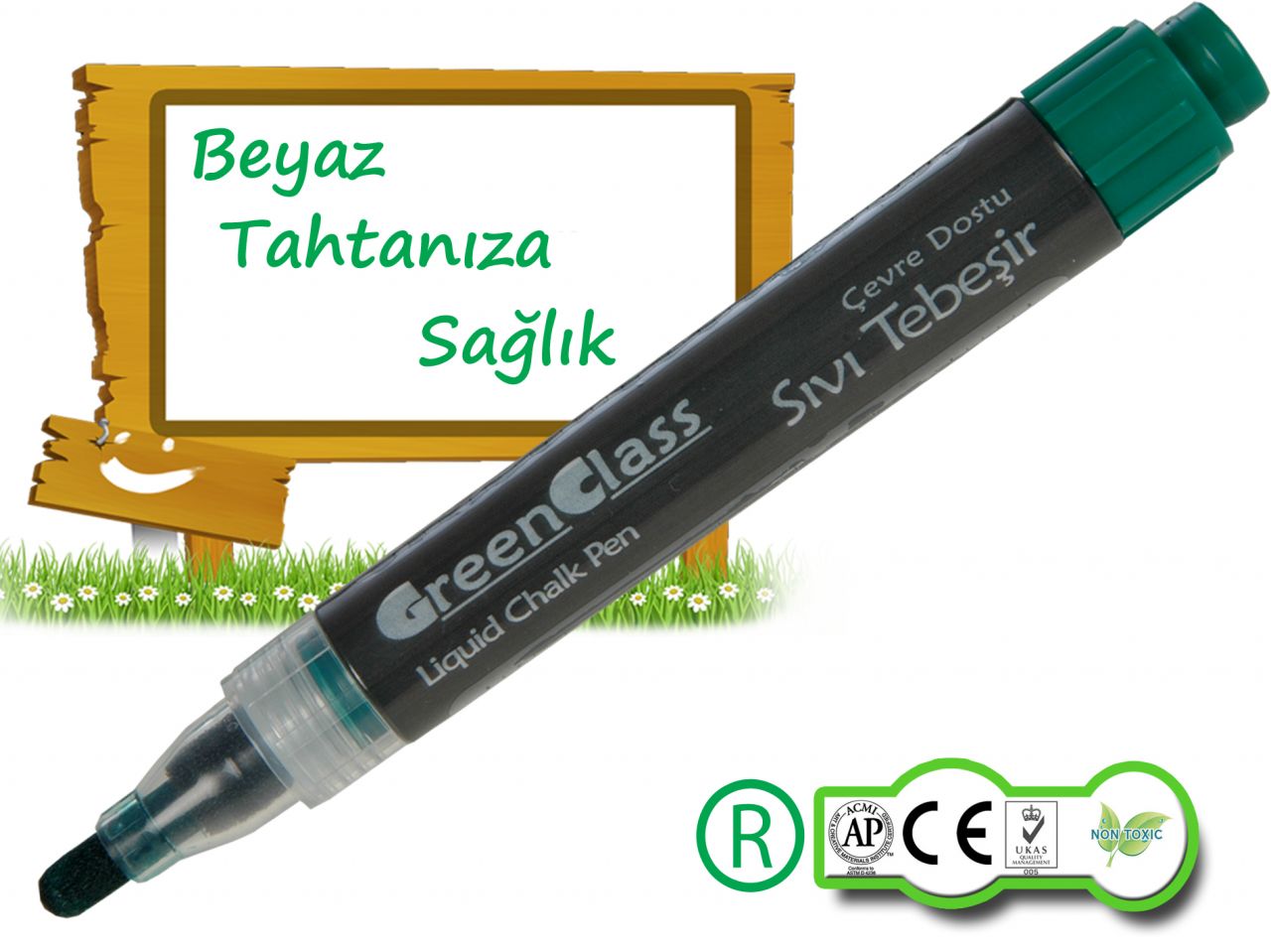 Yeşil Su Bazlı Yazı Tahtası Kalemi