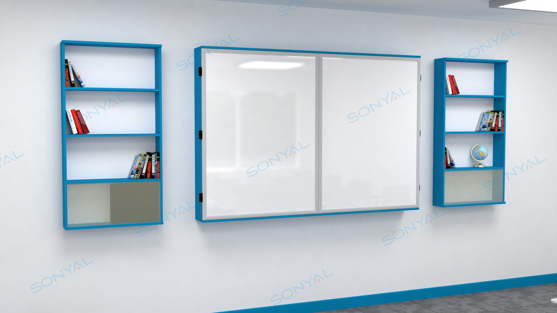 Sonyal Kapaklı Akıllı Tahta Ünitesi ve Emaye Yazı Tahtası