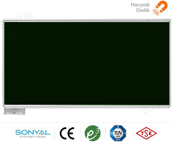 120x150 Duvara Monte Çelik Seramik Emaye Siyah Tebeşirli Yazı Tahtası