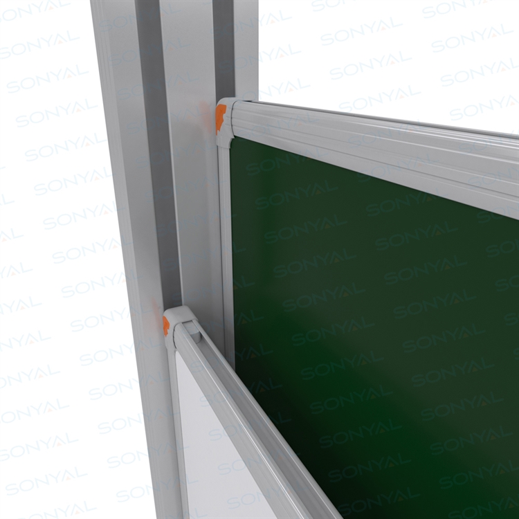 100x240 Çiftli Giyotin Emaye Yeşil Duvara Monte Yazı Tahtası