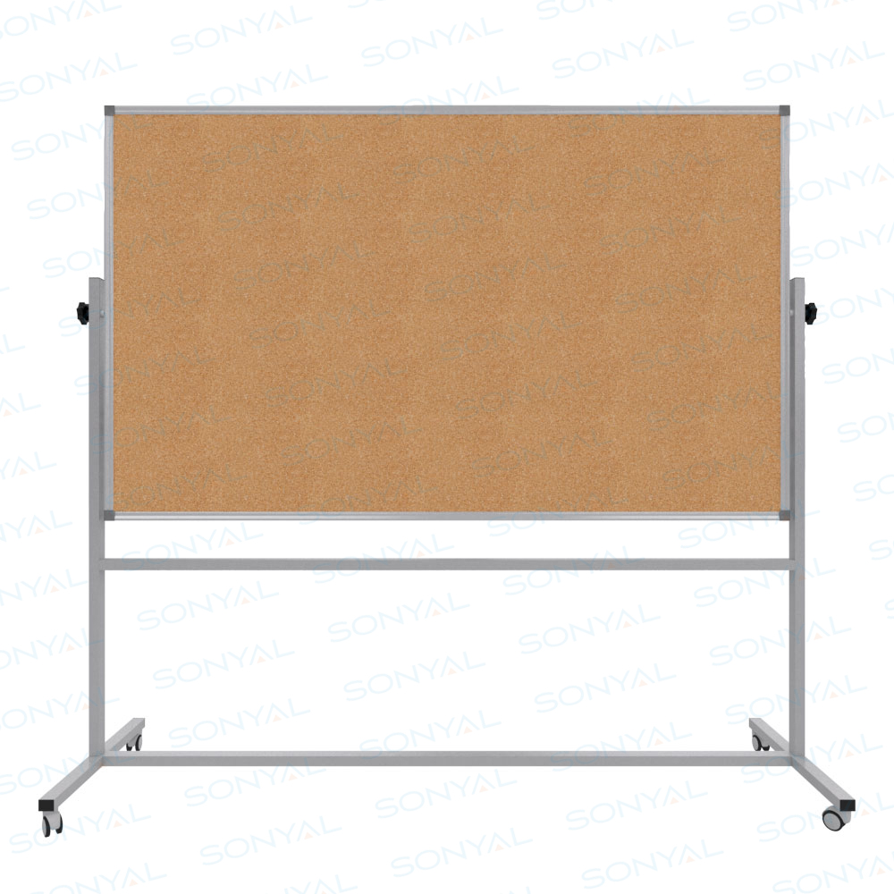 Sonyal 120x200 Mobil Çift Taraflı Tekerlekli Ayaklı Mantar Pano 