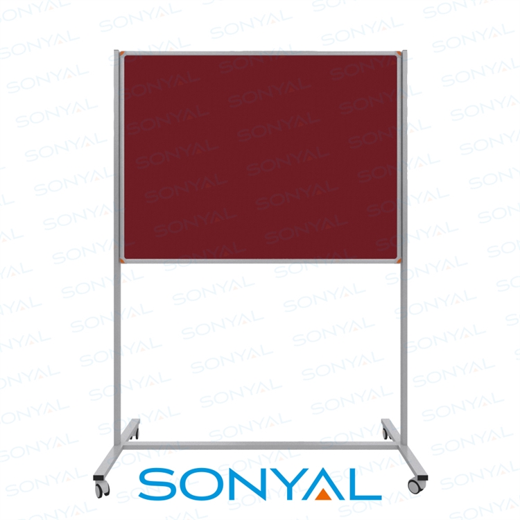 Sonyal 90x120 Tekerlekli Çuhalı Koyu Kırmızı Kumaşlı Pano 