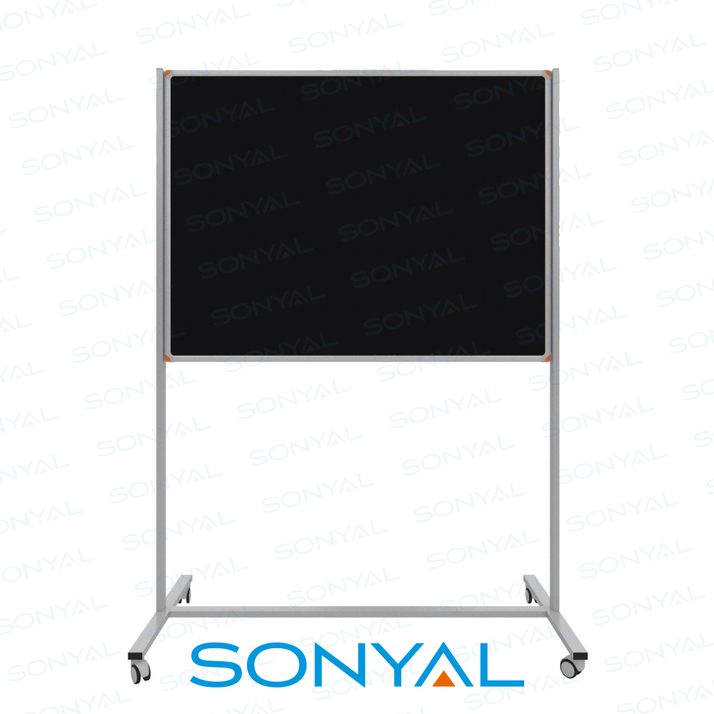 Sonyal 90x120 Tekerlekli Çuhalı Siyah Kumaşlı Pano 