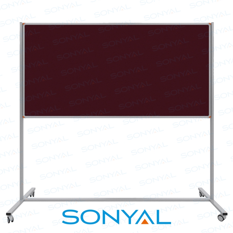 Sonyal 90x180 Tekerlekli Çuhalı Bordo Kumaşlı Pano 