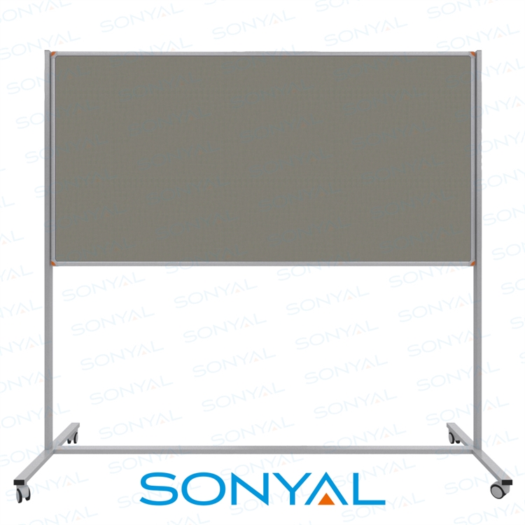 Sonyal 90x180 Tekerlekli Çuhalı Gri Kumaşlı Pano 