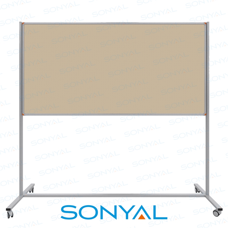 Sonyal 90x180 Tekerlekli Çuhalı Krem Kumaşlı Pano 