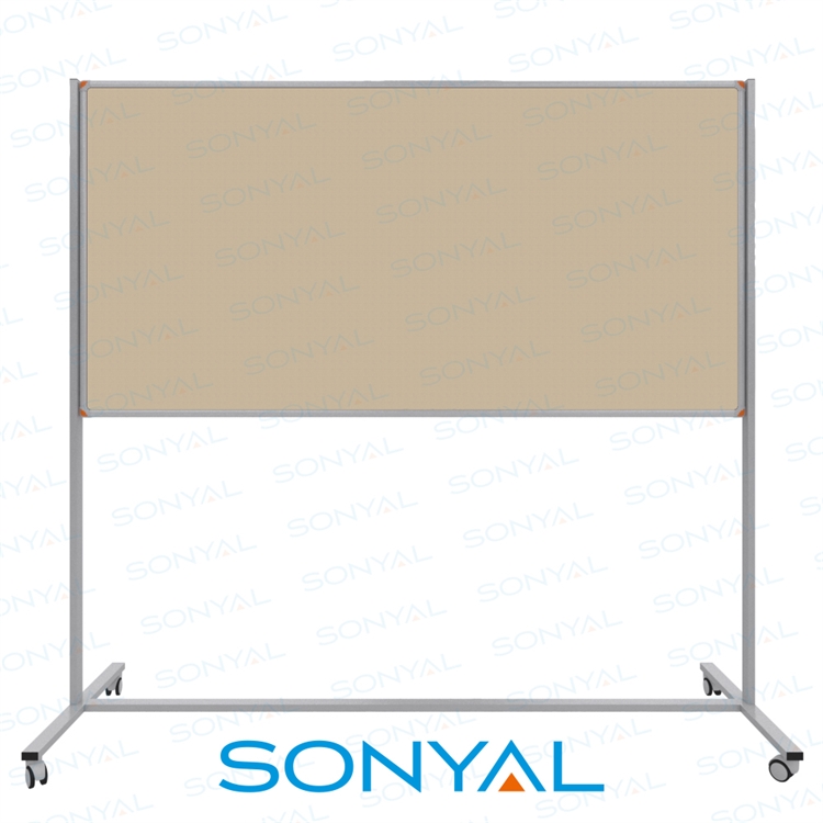 Sonyal 90x180 Tekerlekli Çuhalı Krem Kumaşlı Pano 