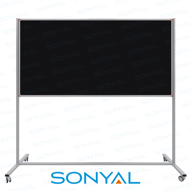 Sonyal 90x180 Tekerlekli Çuhalı Siyah Kumaşlı Pano 