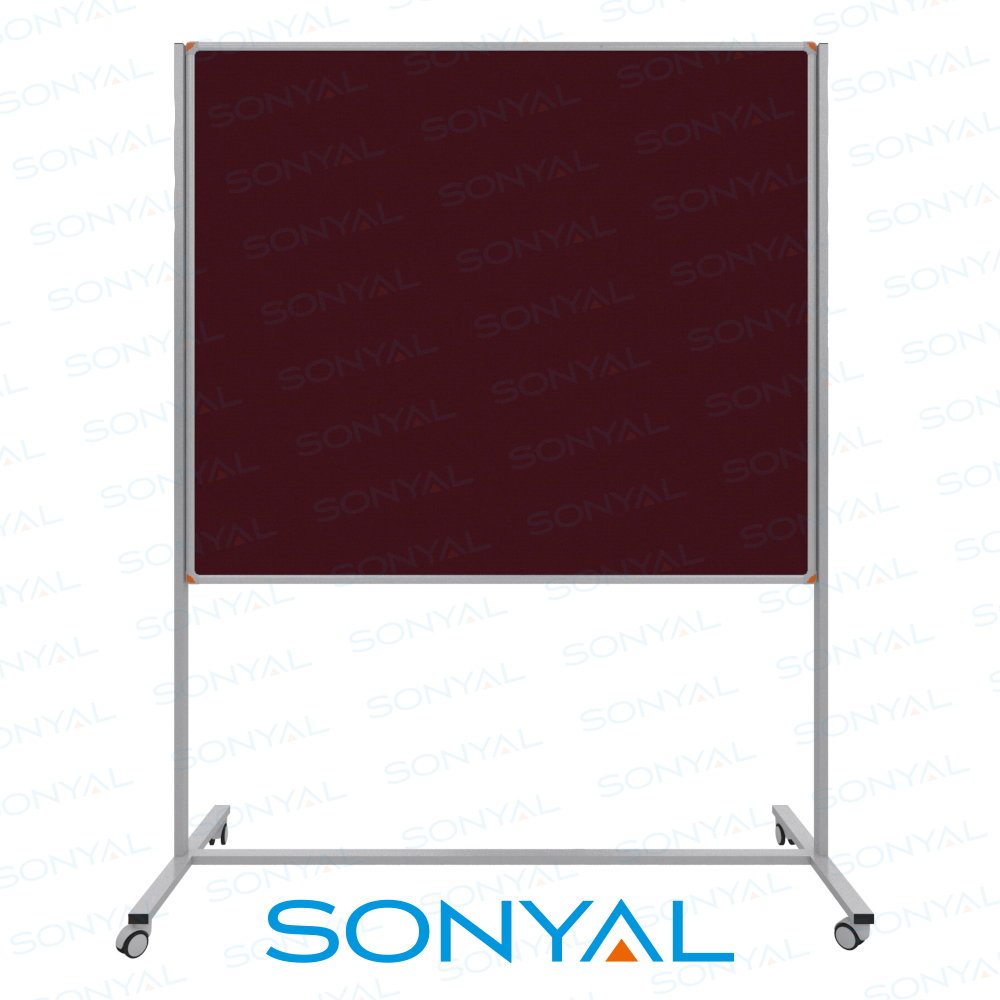 Sonyal 120x180 Tekerlekli Çuhalı Bordo Kumaşlı Pano 