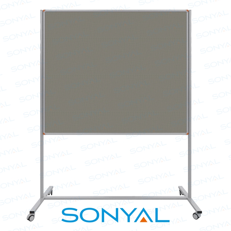 Sonyal 120x180 Tekerlekli Çuhalı Gri Kumaşlı Pano 