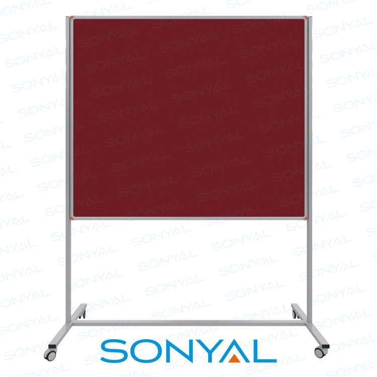 Sonyal 120x180 Tekerlekli Çuhalı Koyu Kırmızı Kumaşlı Pano 