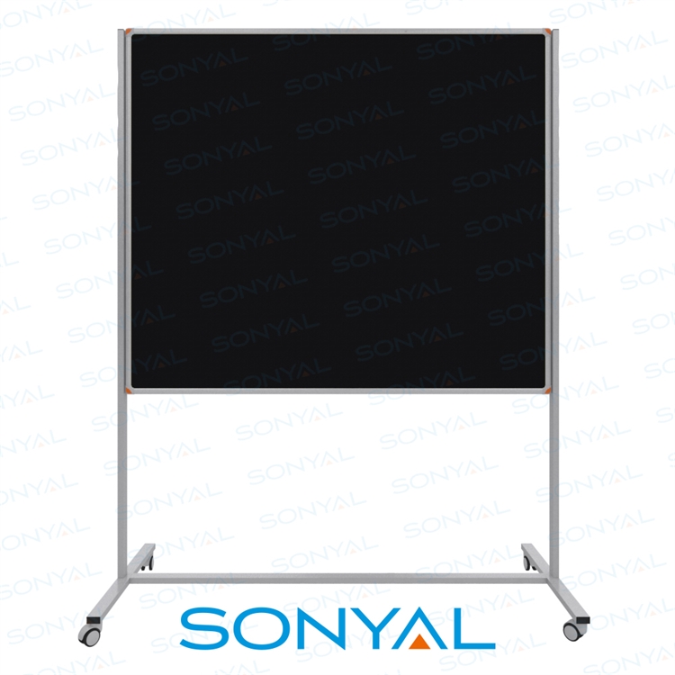 Sonyal 120x180 Tekerlekli Çuhalı Siyah Kumaşlı Pano 