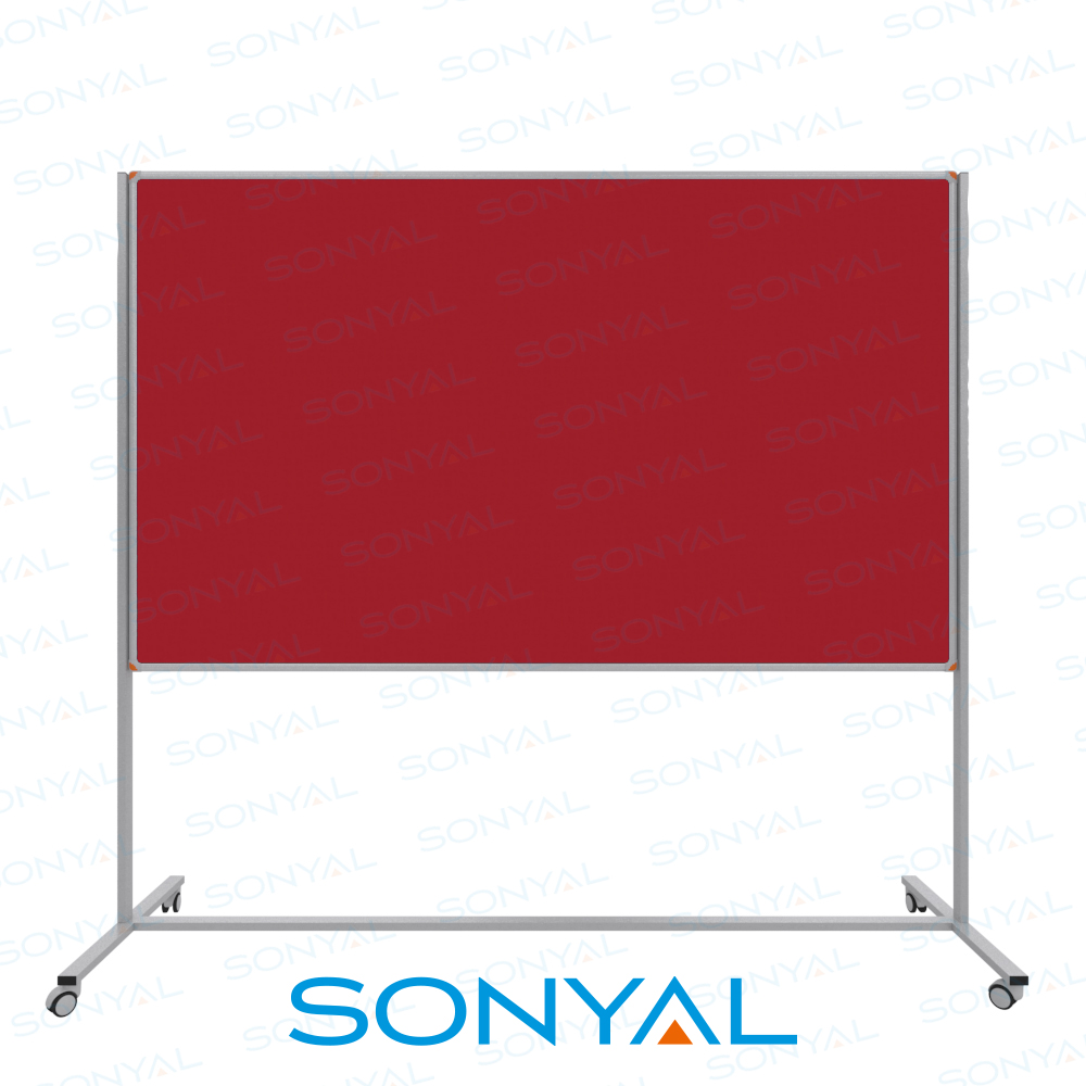 Sonyal 120x200 Tekerlekli Çuhalı Bayrak Kırmızı Kumaşlı Pano 