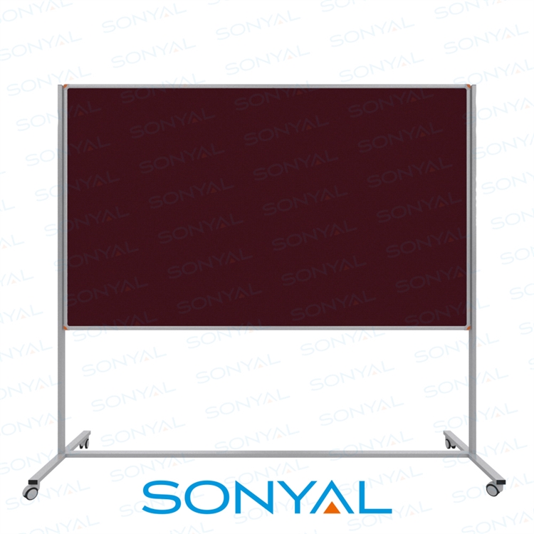 Sonyal 120x200 Tekerlekli Çuhalı Bordo Kumaşlı Pano 