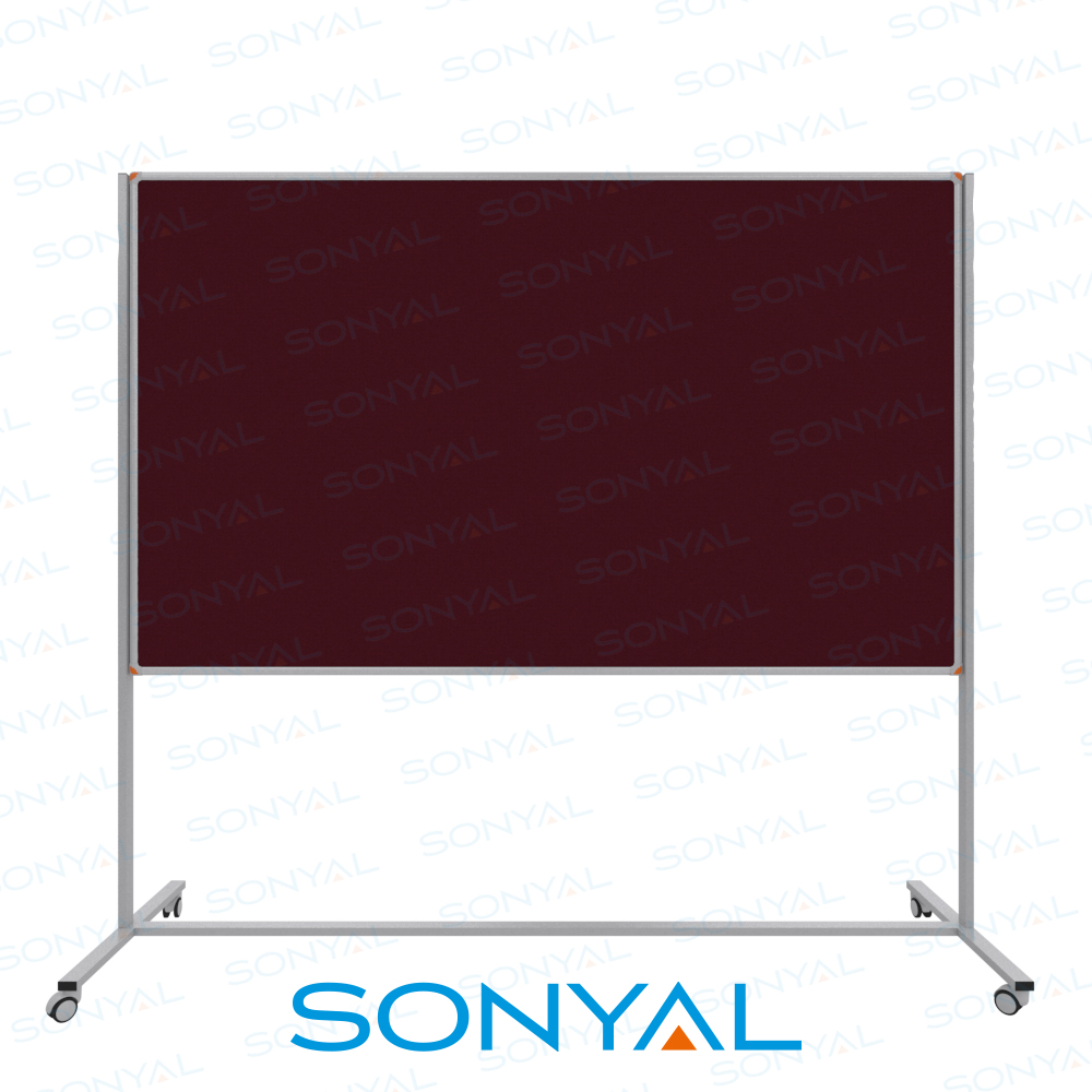 Sonyal 120x200 Tekerlekli Çuhalı Bordo Kumaşlı Pano 