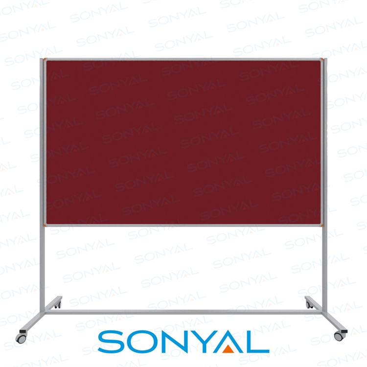 Sonyal 120x200 Tekerlekli Çuhalı Koyu Kırmızı Kumaşlı Pano 