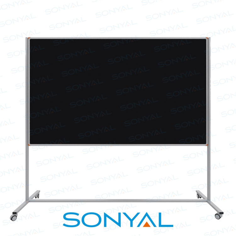 Sonyal 120x200 Tekerlekli Çuhalı Siyah Kumaşlı Pano 