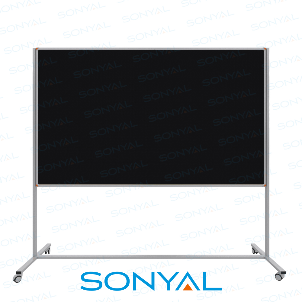 Sonyal 120x200 Tekerlekli Çuhalı Siyah Kumaşlı Pano 