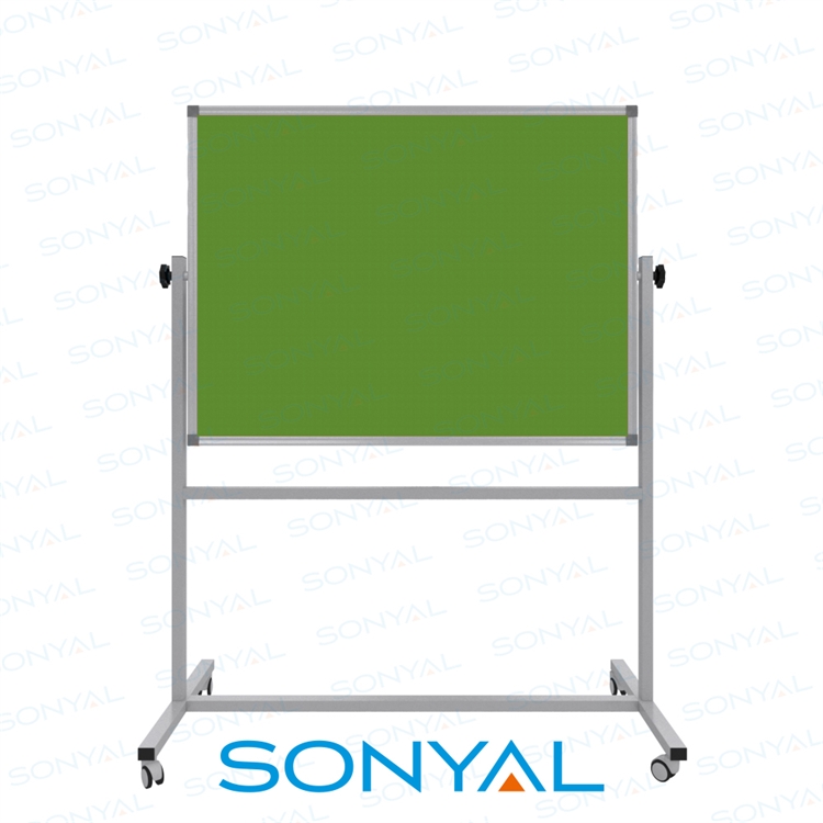 Sonyal 90x120 Tekerlekli Çuhalı Çift Taraflı Yeşil Kumaşlı Pano 