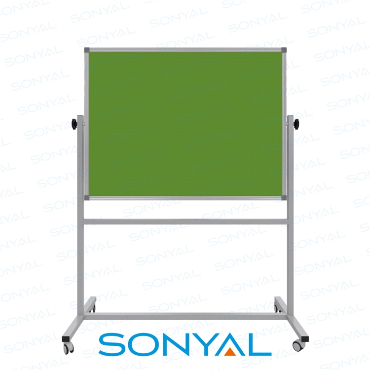 Sonyal 90x120 Tekerlekli Çuhalı Çift Taraflı Yeşil Kumaşlı Pano 