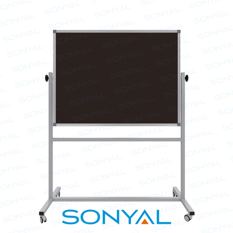 Sonyal 90x120 Tekerlekli Çuhalı Çift Taraflı Koyu Kahve Kumaşlı Pano