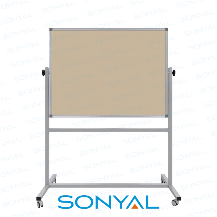 Sonyal 90x120 Tekerlekli Çuhalı Çift Taraflı Krem Kumaşlı Pano