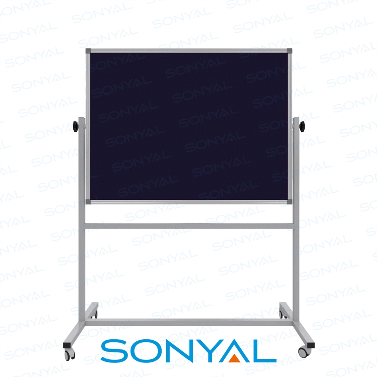 Sonyal 90x120 Tekerlekli Çuhalı Çift Taraflı Lacivert Kumaşlı Pano