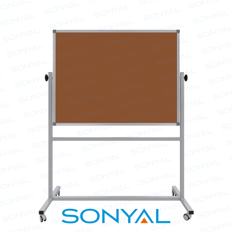 Sonyal 90x120 Tekerlekli Çuhalı Çift Taraflı Tarçın Kumaşlı Pano