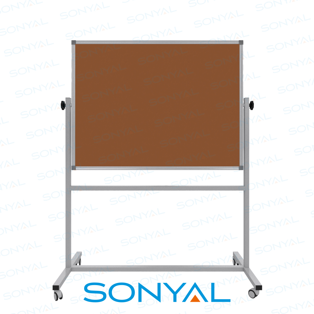 Sonyal 90x120 Tekerlekli Çuhalı Çift Taraflı Tarçın Kumaşlı Pano