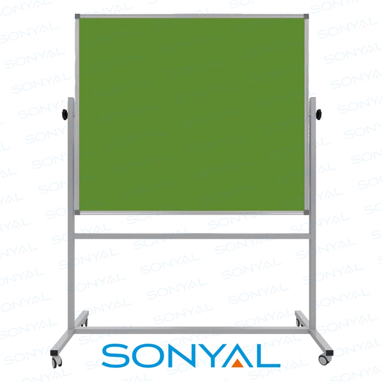 Sonyal 120x140 Tekerlekli Çuhalı Çift Taraflı Yeşil Kumaşlı Pano 