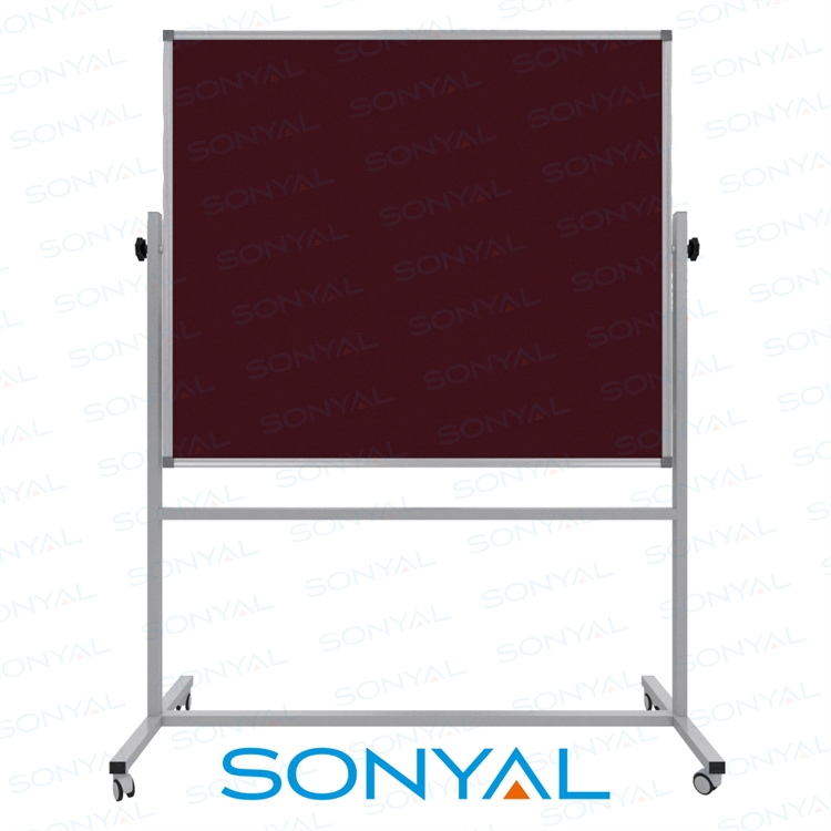 Sonyal 120x140 Tekerlekli Çuhalı Çift Taraflı Bordo Kumaşlı Pano 