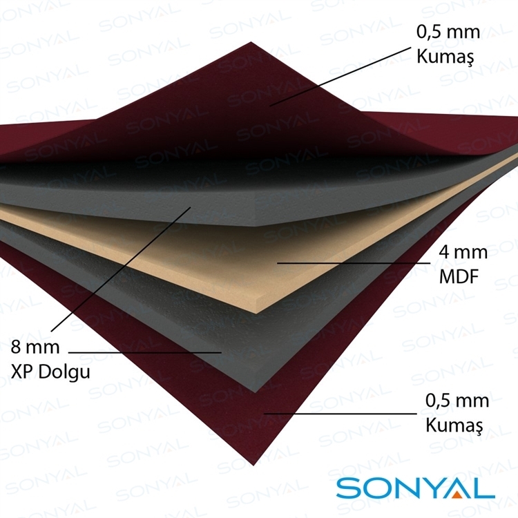 Sonyal 120x140 Tekerlekli Çuhalı Çift Taraflı Bordo Kumaşlı Pano 