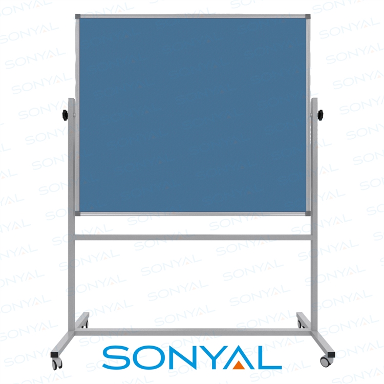 Sonyal 120x140 Tekerlekli Çuhalı Çift Taraflı Gök Mavi Kumaşlı Pano 