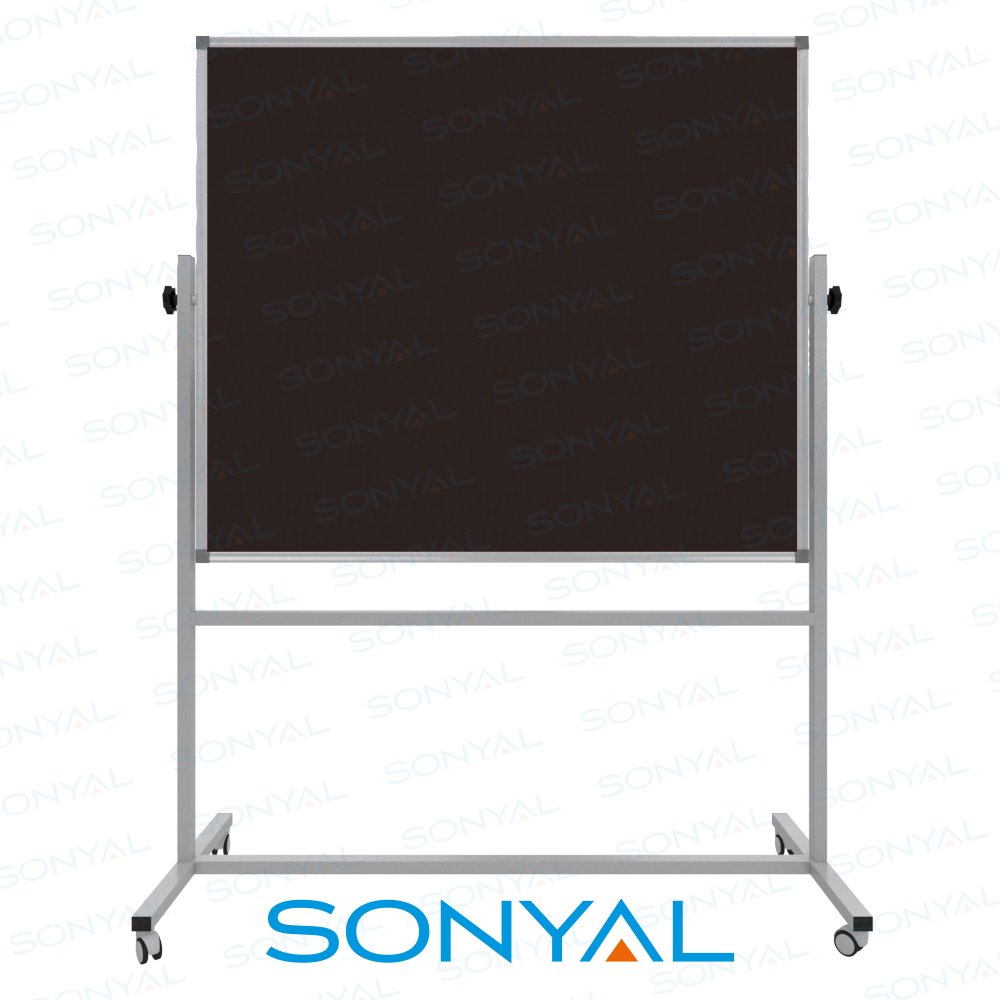 Sonyal 120x140 Tekerlekli Çuhalı Çift Taraflı Koyu Kahve Kumaşlı Pano