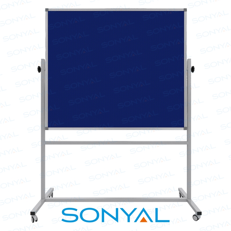 Sonyal 120x140 Tekerlekli Çuhalı Çift Taraflı Mavi Kumaşlı Pano