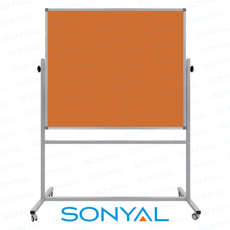 Sonyal 120x140 Tekerlekli Çuhalı Çift Taraflı Turuncu Kumaşlı Pano