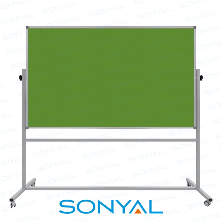 Sonyal 120x200 Tekerlekli Çuhalı Çift Taraflı Yeşil Kumaşlı Pano