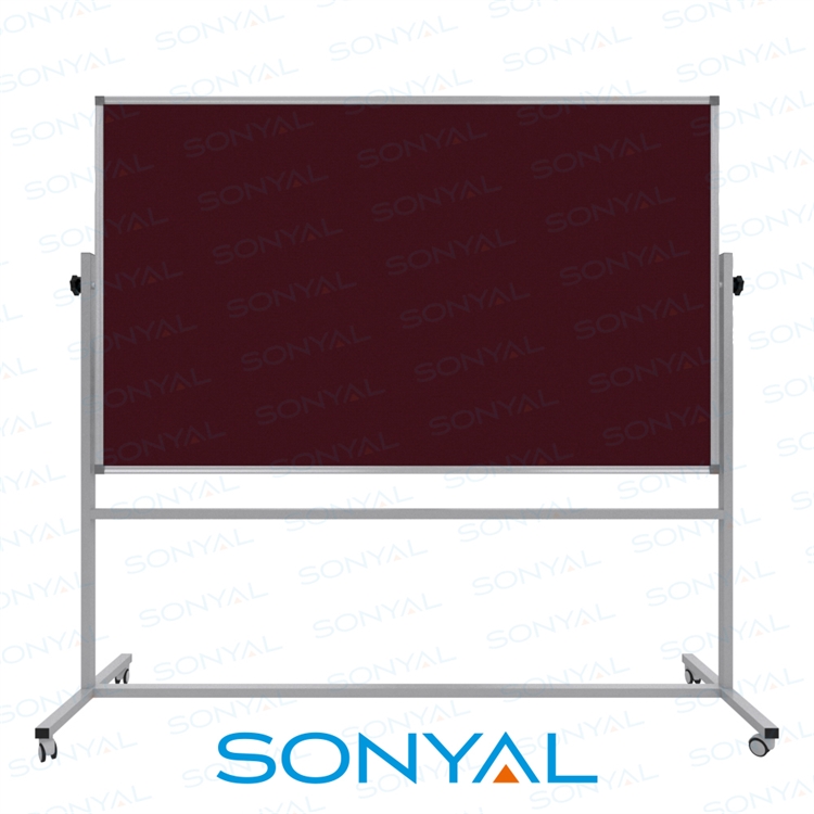 Sonyal 120x200 Tekerlekli Çuhalı Çift Taraflı Bordo Kumaşlı Pano