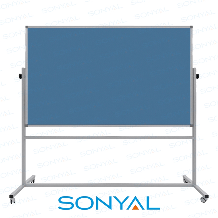 Sonyal 120x200 Tekerlekli Çuhalı Çift Taraflı Gök Mavi Kumaşlı Pano