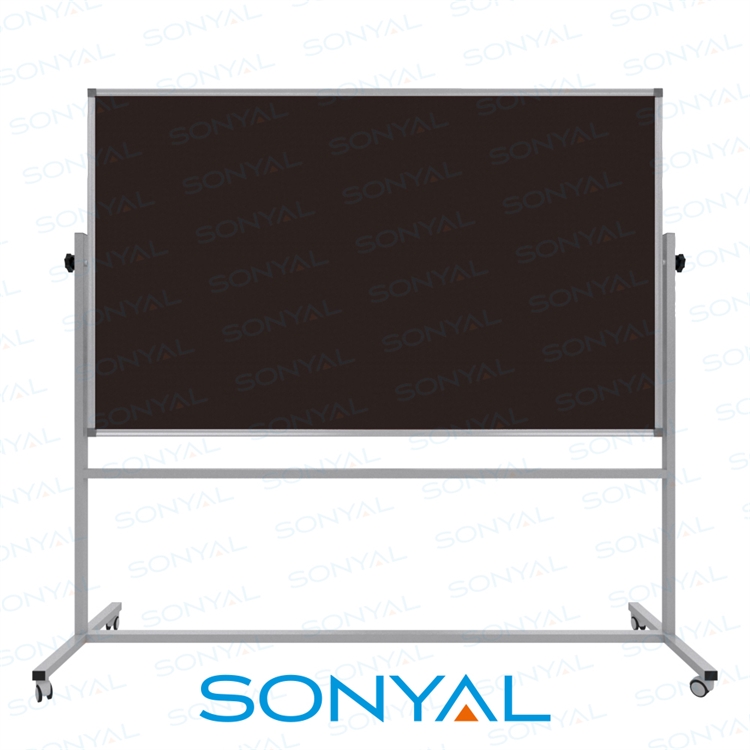 Sonyal 120x200 Tekerlekli Çuhalı Çift Taraflı Koyu Kahve Kumaşlı Pano