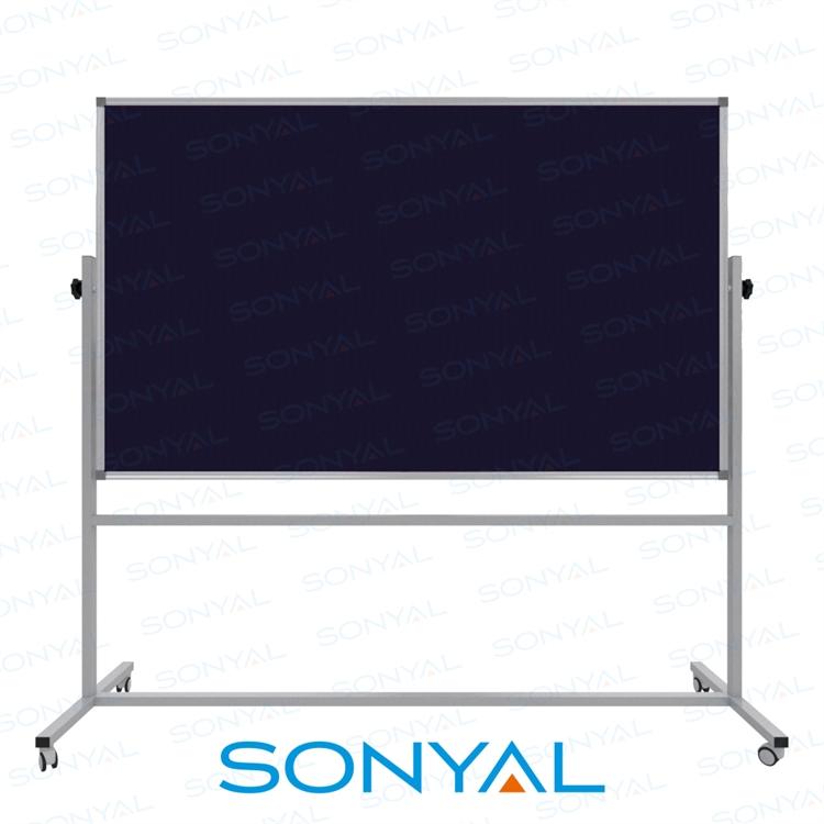 Sonyal 120x200 Tekerlekli Çuhalı Çift Taraflı Lacivert Kumaşlı Pano