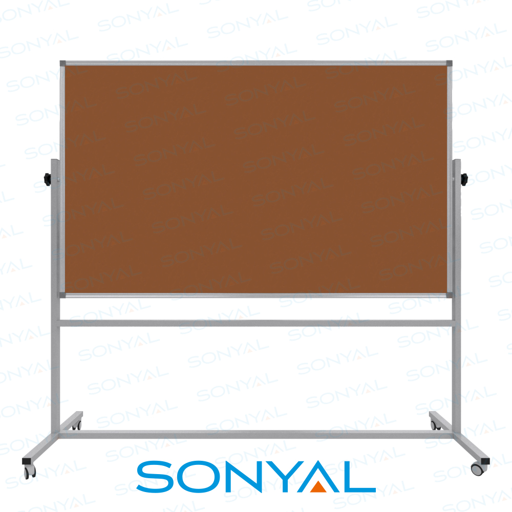 Sonyal 120x200 Tekerlekli Çuhalı Çift Taraflı Tarçın Kumaşlı Pano